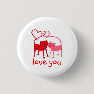 Love You Valentine Cats Button