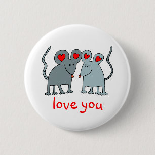 Love You Valentine Mice Button