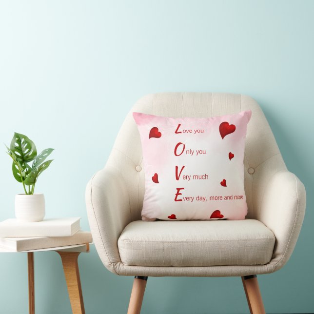 Love You, Valentine  Throw Pillow (Chair)