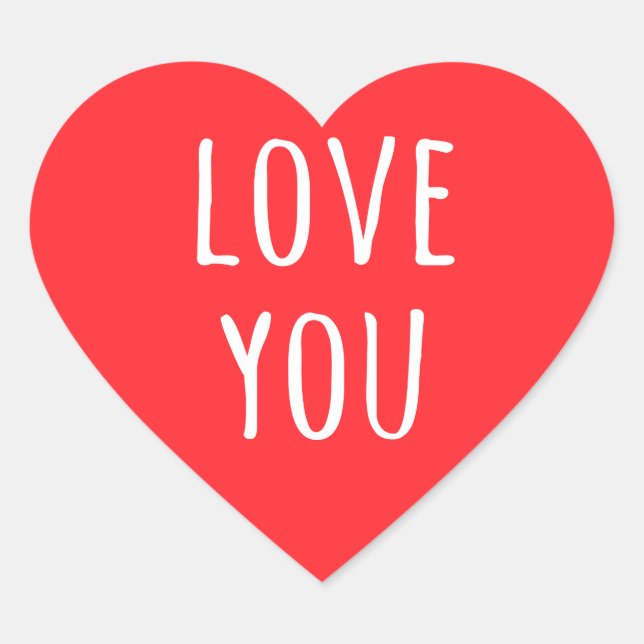 Love you Valentine's day red heart Heart Sticker (Front)