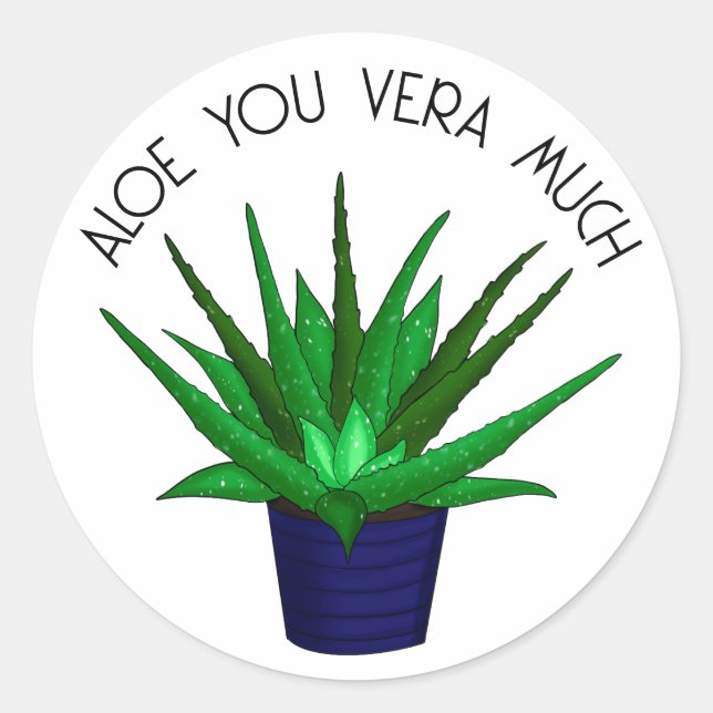 Love You Very Much | Funny Plant Pun   Classic Round Sticker (Front)