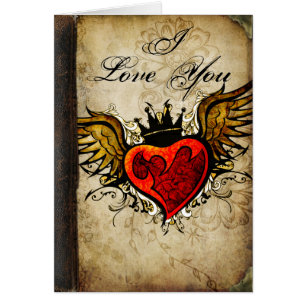 "Love You" Vintage Urban Tattoo Winged Heart