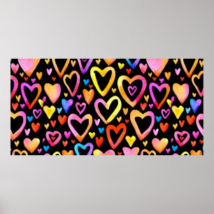 Love you. Watercolor illustration heart. Valentin Poster
