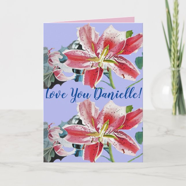 Love You Wifes Nom Lilac Flowers Carte Aquarelle (Devant)