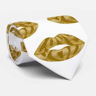 Love you with glitter letters inside lips pattern tie