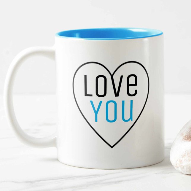 Love You With Heart Shape Two-Tone Coffee Mug (Creator Uploaded)