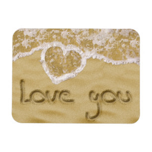 "Love you" written in sand - Flexible Magnet
