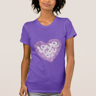 Love you x light purple heart on dark ladies tee