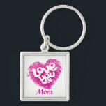 Love you x Mom keychain<br><div class="desc">Cute keychain Love you x design with magenta heart. Personalise with you own name. This example reads: Mom. Unique design by Sarah Trett.</div>