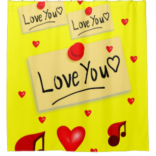 love you yellow valentines showercurtain