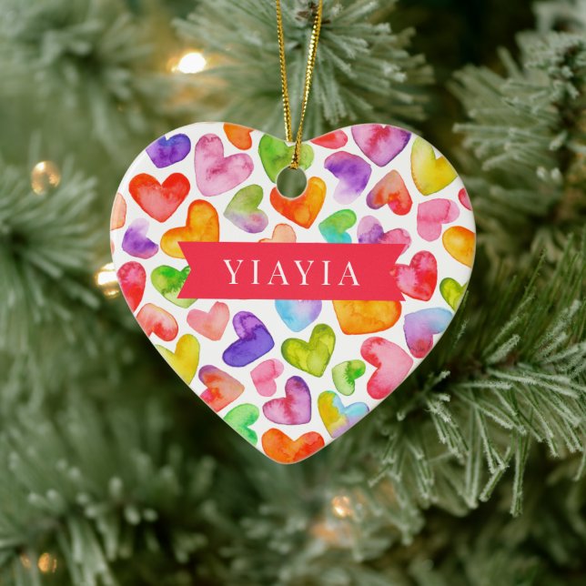 Love You Yiayia | Ornement en céramique 2 faces (Arbre)