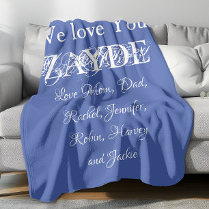  Love You Zayde Grandpa Script Names Classic Blue Fleece Blanket