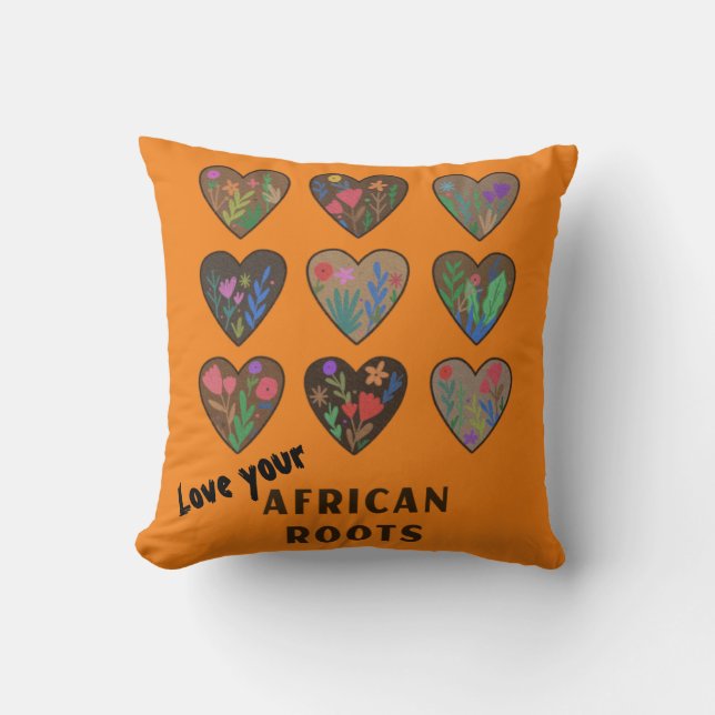 Love your African Roots Throw Pillow (Front)