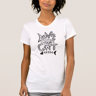 Love Your Cat Minimalist Cat Lover Design T-Shirt