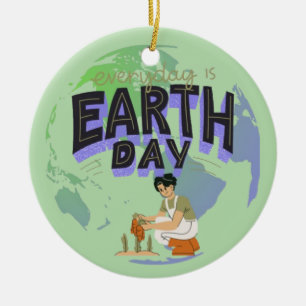 "Love Your Mother: Earth Day Every Day" Ceramic Ornament