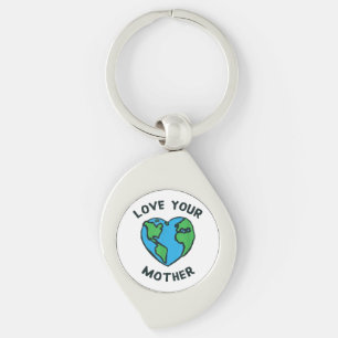 Love Your Mother Earth Heart Keychain