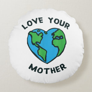 Love Your Mother Earth Heart Round Pillow