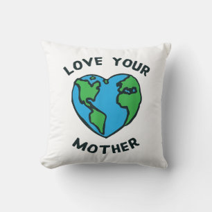 Love Your Mother Earth Heart Throw Pillow