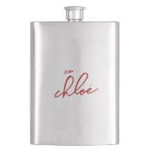 Love “Your Name” Red Typography Classic Flask