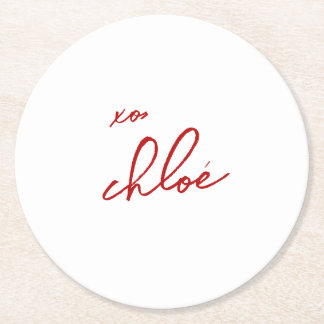 Love “Your Name” Red Typography Round Paper Coaster