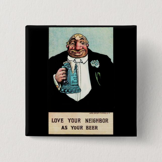 Love Your Neighbour 2 Inch Square Button (Front)