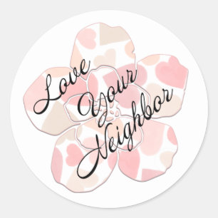 Love Your Neighbour Heart-Filled Flower Classic Round Sticker