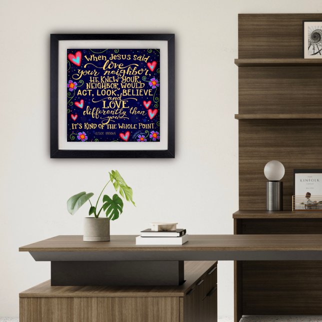 Love Your Neighbour Quote Hearts Inspirivity Poster (Creator Uploaded)