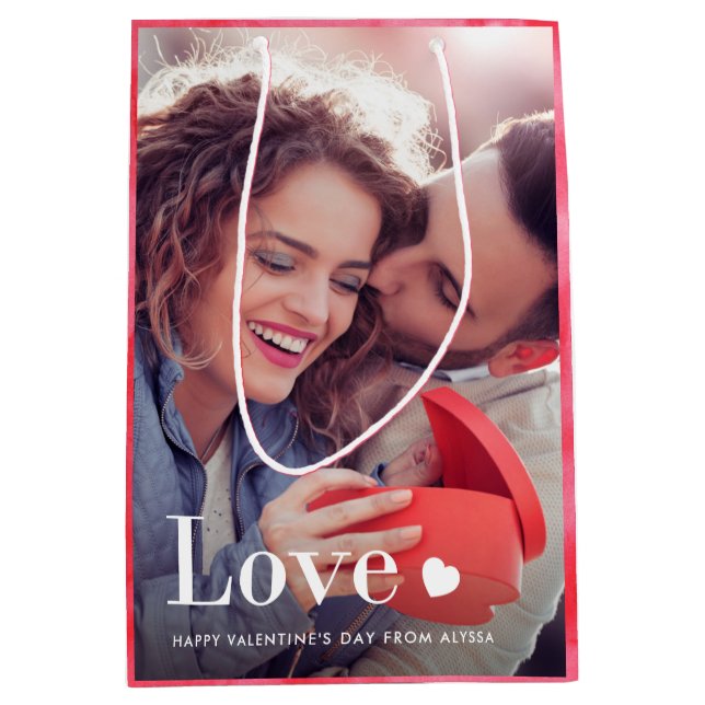 Love | Your Personal Photo and a Heart Medium Gift Bag (Front)