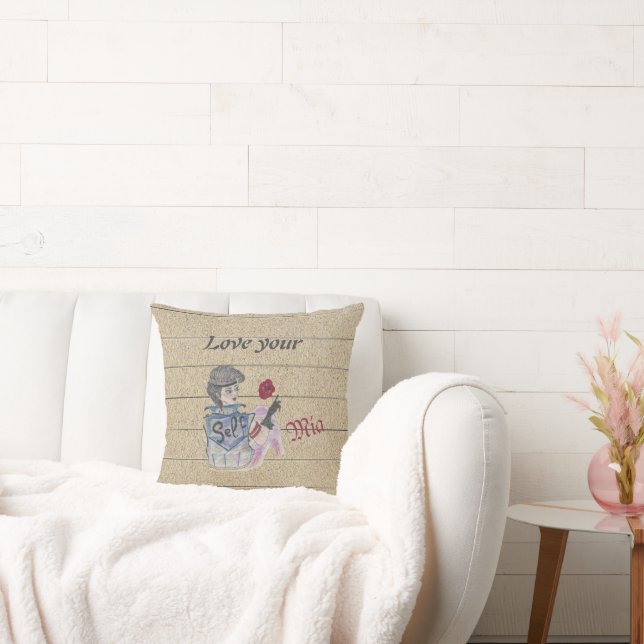 Love Your Self Custom Throw Pillow – Warrior Woman (Couch)