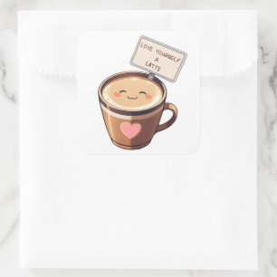 Love Yourself A Latte - Kawaii Coffee Sticker 
