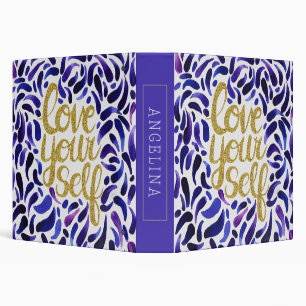 Love Yourself Affirmation Blue & Glitter Lettering Binder