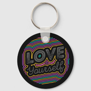 Love Yourself Colourful Line Design Keychain