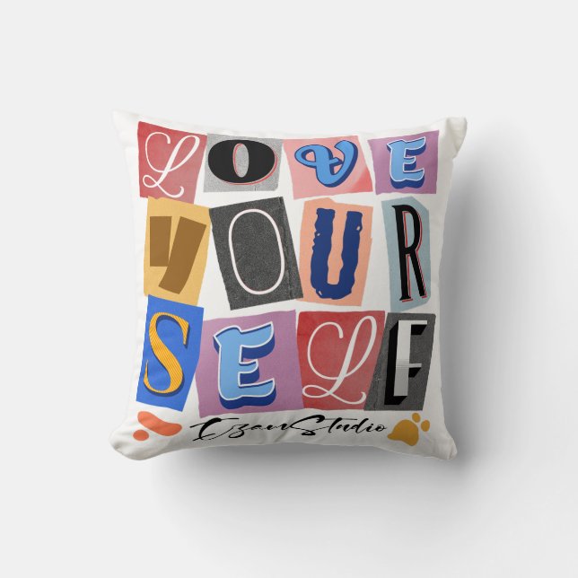 Love Yourself - Empowering Modern Design Throw Pillow (Front)