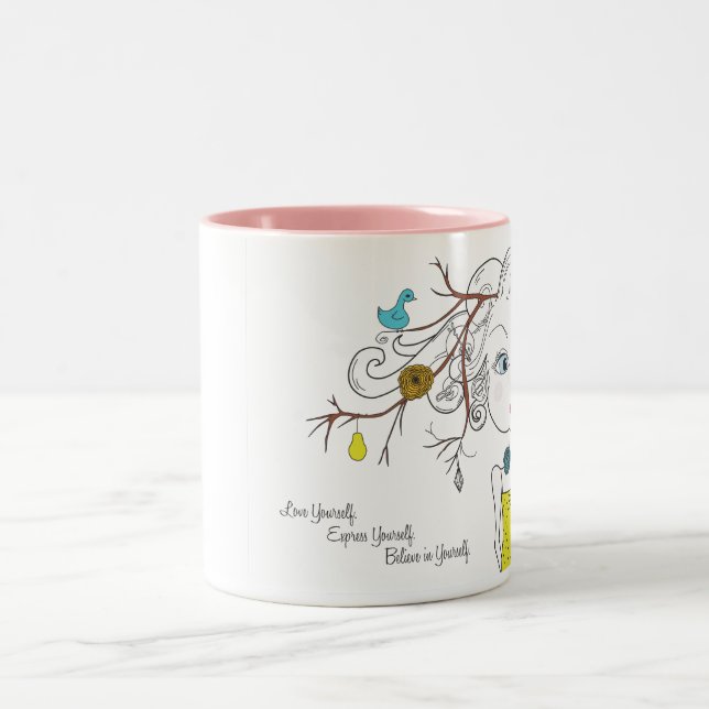 Love Yourself Express Yourself Believe in Yourself Two-Tone Coffee Mug (Center)