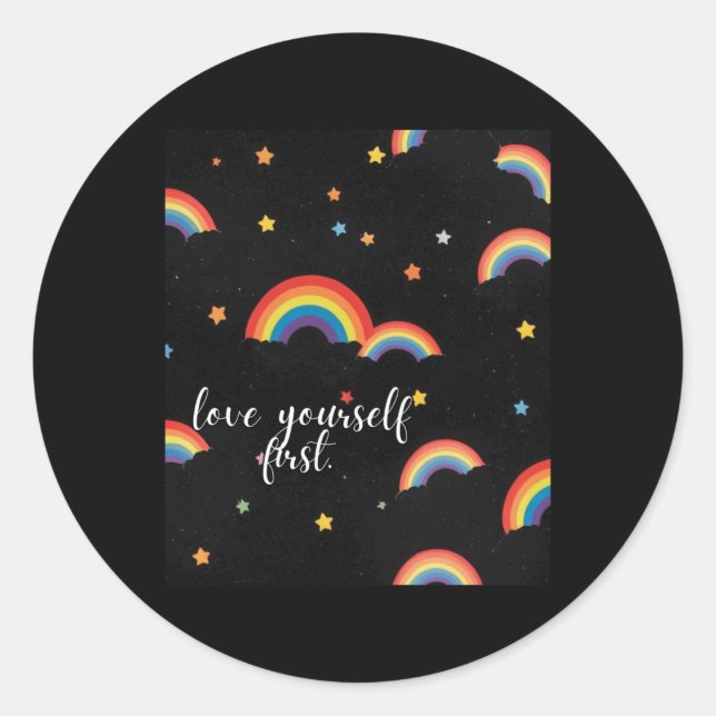 Love Yourself First Rainbow Pride Sticker  (Front)