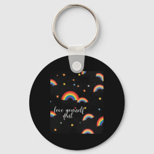 Love Yourself First Rainbow Pride Sticker Keychain