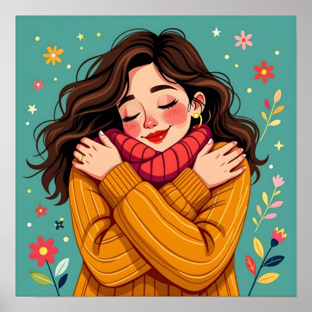 Love Yourself | Girl Hugging Herself Poster (Front)