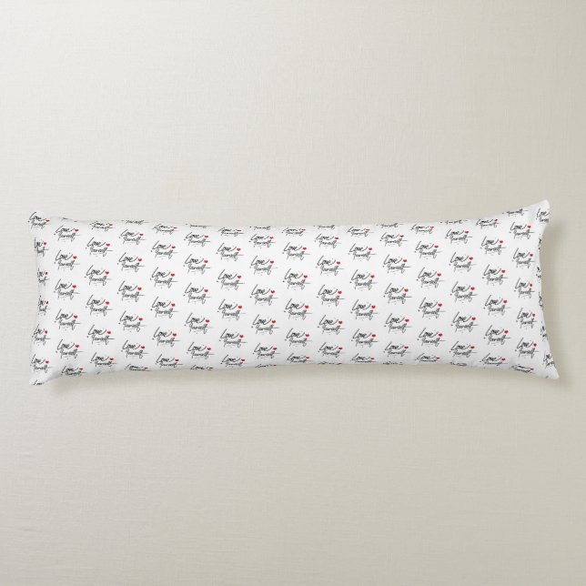 Love Yourself Handwritten Script Pattern Body Pillow (Back)
