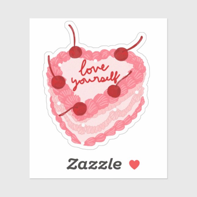 Love Yourself Heart Cake Sticker (Feuille)