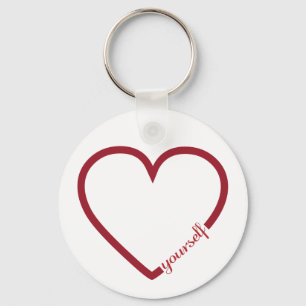 Love yourself heart minimalistic design keychain
