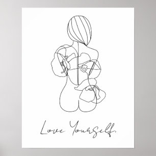 Love Yourself Line Art Custom Text Poster