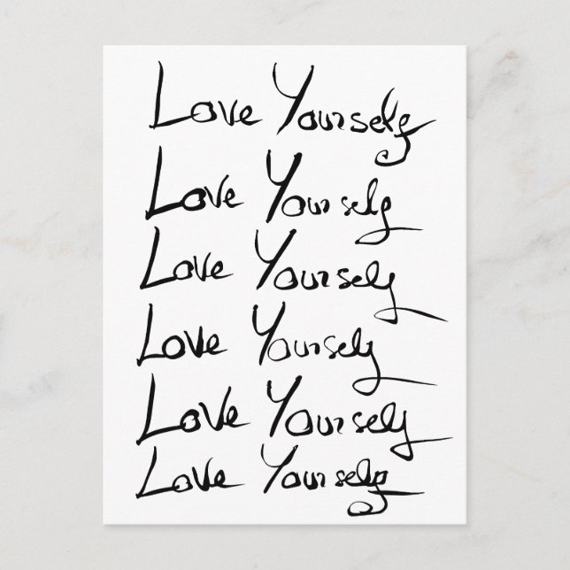 Love yourself!  Motivational calligraphy quote Postcard (Front)