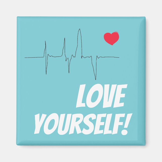 Love Yourself Red Heart Pulse Rate Magnet (Front)