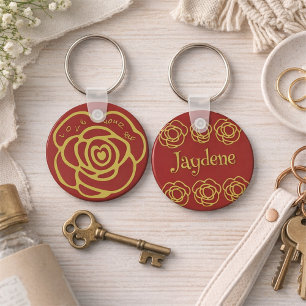 Love Yourself Red Rose Keychain