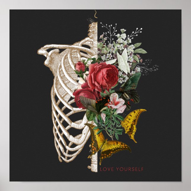 Love Yourself | Skeleton Flower | Aesthetic Poster (Front)