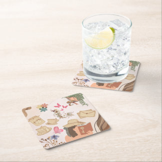 Love yourself square paper coaster