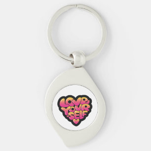 Love Yourself Typography Heart Sticker  Keychain