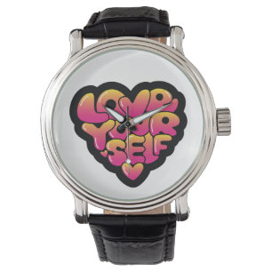 Love Yourself Typography Heart Sticker  Watch