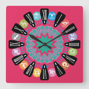 LOVE ZODIAC CLASSIC HEART MASANSER LEX SALON EPOCA SQUARE WALL CLOCK