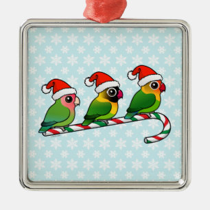 Lovebird Candy Cane Metal Ornament